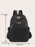 Studded Decor Classic Backpack Quilted Zipper Adjustable-strap