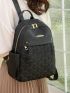 Studded Decor Classic Backpack Quilted Zipper Adjustable-strap