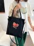 Strawberry & Letter Graphic Shopper Bag Double Handle Adjustable-strap Polyester