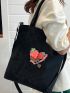 Strawberry & Letter Graphic Shopper Bag Double Handle Adjustable-strap Polyester