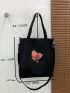 Strawberry & Letter Graphic Shopper Bag Double Handle Adjustable-strap Polyester