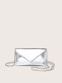 Mini Envelope Bag Metallic Silver Funky Chain Flap PU