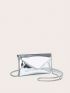 Mini Envelope Bag Metallic Silver Funky Chain Flap PU