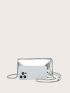 Mini Envelope Bag Metallic Silver Funky Chain Flap PU