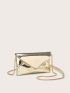 Mini Envelope Bag Metallic Gold Funky Chain Flap PU