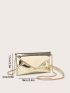 Mini Envelope Bag Metallic Gold Funky Chain Flap PU