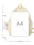 Mini Classic Backpack With Bag Charm Letter Patch Decor Zipper Acrylic