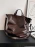 Minimalist Top Handle Bag Large Capacity Coffee Brown