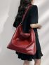 Large Top Handle Bag Red Fashionable For Daily