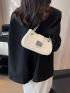 Small Hobo Bag White Crocodile Embossed Chain Zipper PU