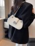 Small Hobo Bag White Crocodile Embossed Chain Zipper PU