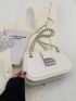 Small Hobo Bag White Crocodile Embossed Chain Zipper PU