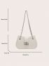 Small Hobo Bag White Crocodile Embossed Chain Zipper PU