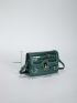 Mini Square Bag Fashionable Crocodile Print Buckle Decor Flap Adjustable-strap