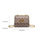 Mini Square Bag Geometric Pattern Chain Turn Lock PU