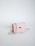 Mini Quilted Square Bag Baby Pink Studded Decor Flap For Daily