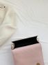 Mini Quilted Square Bag Baby Pink Studded Decor Flap For Daily