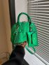 Metallic Green Dome Bag With Long Wallet Funky Snakeskin Embossed Zipper PU