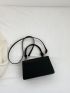 Small Square Bag Elegant Black Flap Adjustable-strap