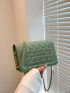 Mini Square Bag Rhinestone Round Decor Quilted Chain Flap PU