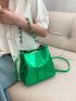 Small Bucket Bag Crocodile Embossed Metallic Green Funky