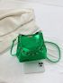 Small Bucket Bag Crocodile Embossed Metallic Green Funky