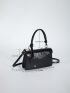 Small Square Bag Elegant Black Flap Adjustable-strap