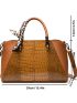 3pcs Bag Set Large Tote Bag With Scarf Elegant Brown Crocodile Print, Best Work Bag For Women