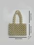 Mini Satchel Bag Elegant Faux Pearl & Bead Decor