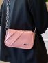 Mini Metal Detail Square Bag Metallic Fashion Pink