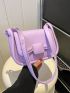 Flap Square Bag Adjustable Purple