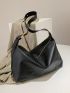 Buckle Decor Hobo Bag Fashion Black