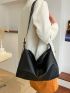 Buckle Decor Hobo Bag Fashion Black