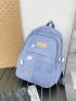 Letter Patch Decor Classic Backpack With Badges