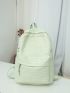 Ruched Detail Classic Backpack Letter Patch Decor Preppy