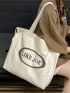 Letter Graphic Shopper Bag Preppy