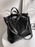 Large Top Handle Bag Minimalist Black