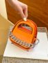 Mini Satchel Metallic Orange Chain Decor Funky