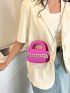 Mini Satchel Neon Pink Chain Decor Funky