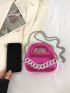 Mini Satchel Neon Pink Chain Decor Funky