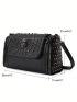 Punk Skull Tote Purse Women Shoulder Bag PU Crossbody Bag Zipper Handbag Top-Handle Purse