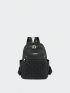 Quilted Pattern Classic Backpack Studded Detail Black