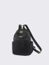 Quilted Pattern Classic Backpack Studded Detail Black