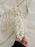 Mini Square Bag Pearl Beaded Design Drawstring