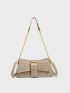 Geometric Embossed Baguette Bag Buckle Decor