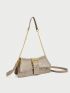 Geometric Embossed Baguette Bag Buckle Decor