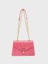 Small Flap Square Bag Embossed Detail Metal Decor