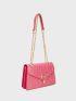 Small Flap Square Bag Embossed Detail Metal Decor