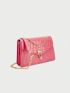 Small Flap Square Bag Embossed Detail Metal Decor