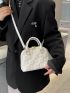 Small Dome Bag Geometric Embossed White